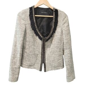 Tara Jarmon French Luxury Tweed Metallic Jacket Old Money